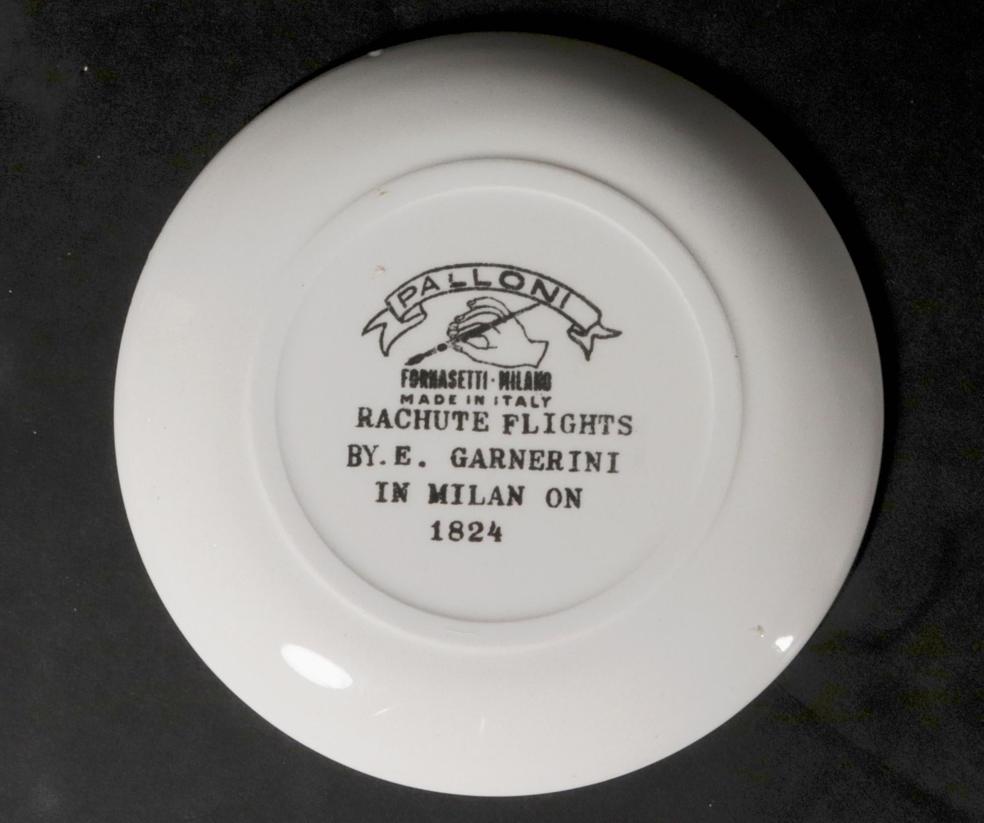 Piero Fornasetti Keramik Palloni, komplettes Set von Untersetzern mit Heißluftballon aus Keramik (Mitte des 20. Jahrhunderts) im Angebot