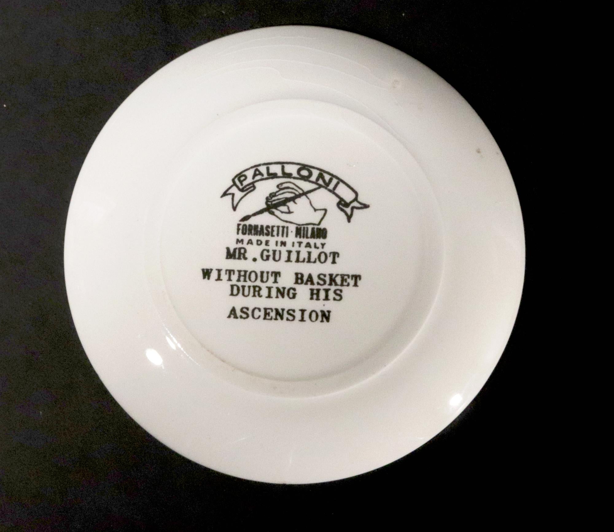 Piero Fornasetti Keramik Palloni, komplettes Set von Untersetzern mit Heißluftballon aus Keramik im Angebot 2
