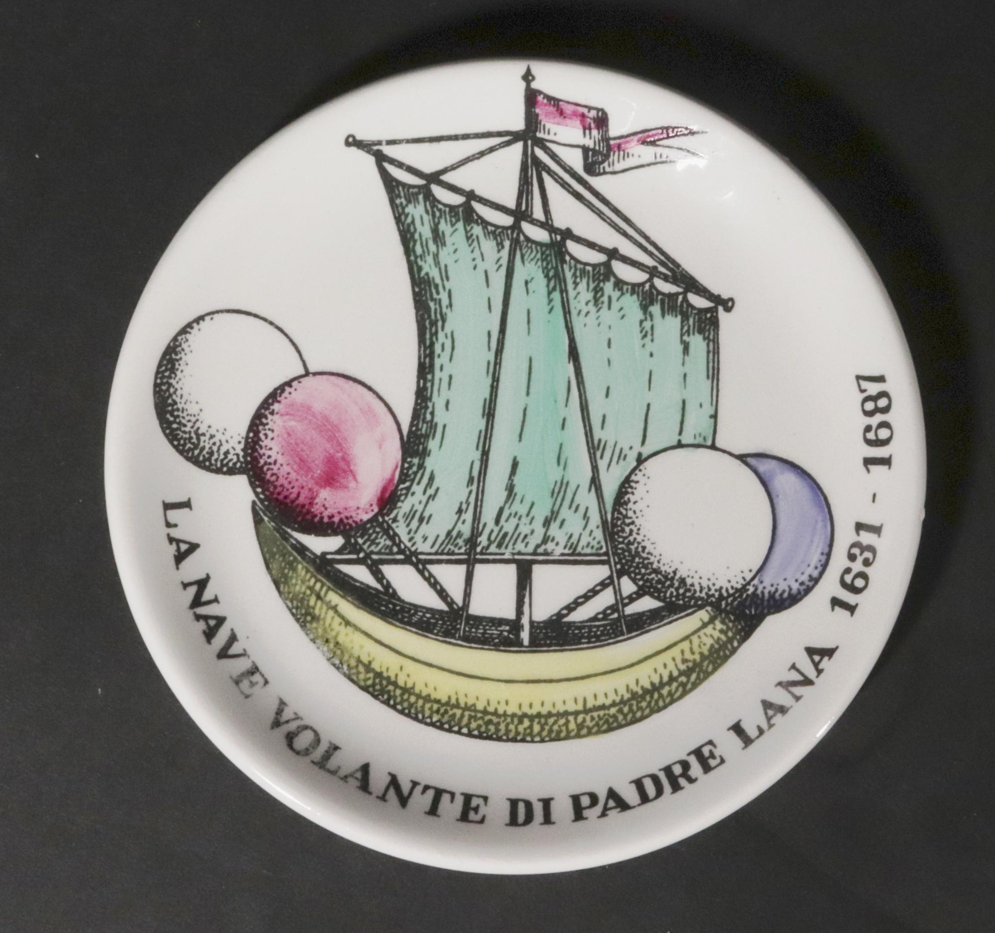 Piero Fornasetti Keramik Palloni, komplettes Set von Untersetzern mit Heißluftballon aus Keramik im Angebot 3