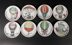 Piero Fornasetti Ceramic Palloni Pattern Hot Air Balloon- A Complete Set