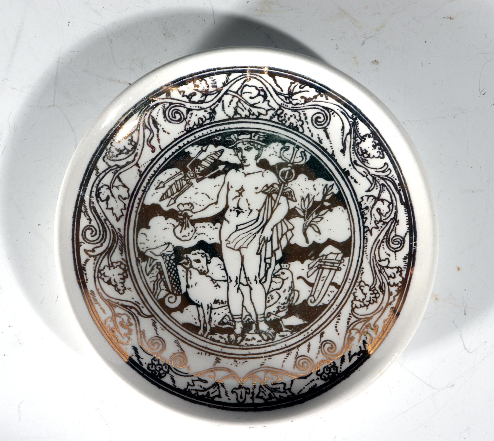 Piero Fornasetti Ceramic Set Neo-Classical Mythological Gold Coasters Mitologia For Sale 5