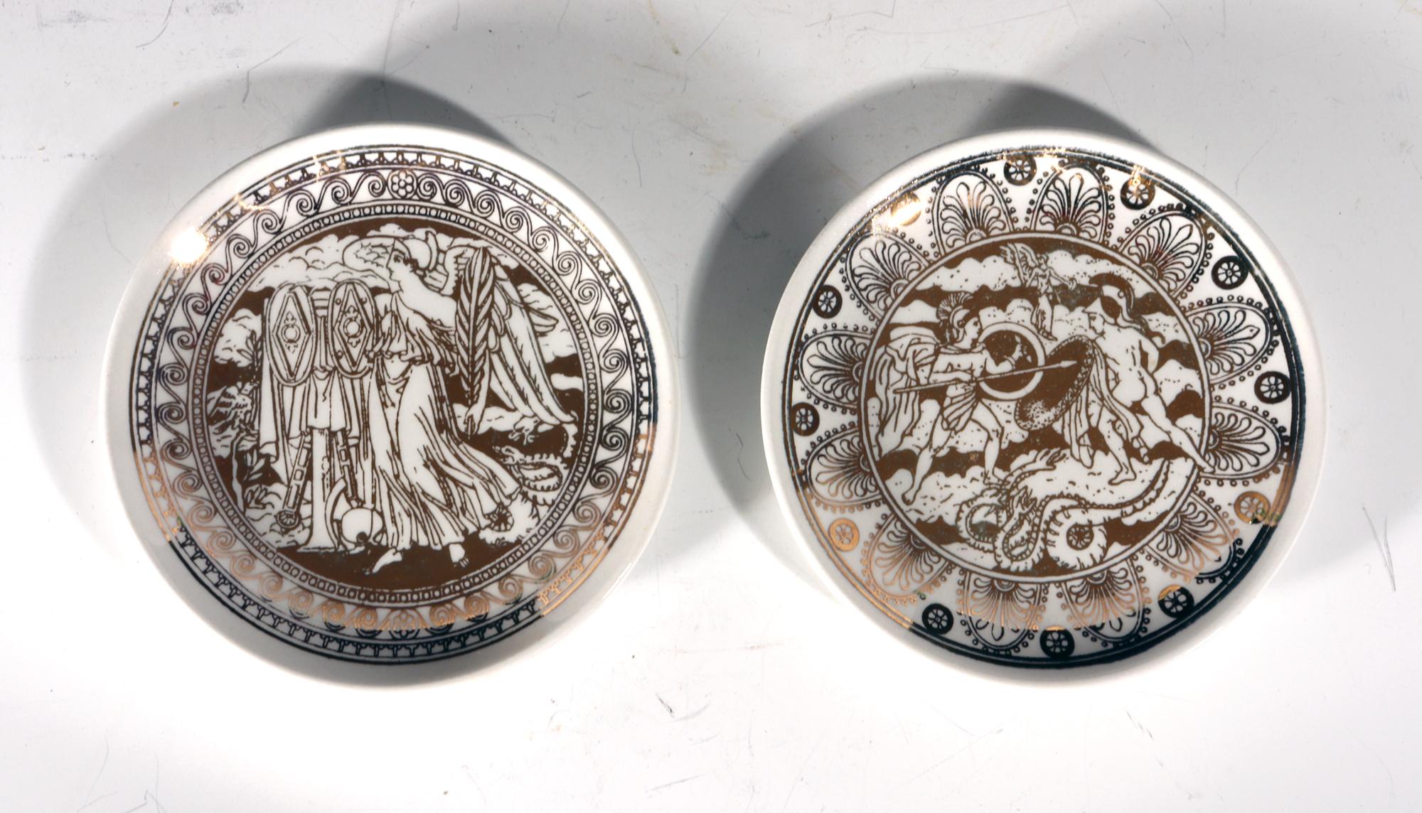 Piero Fornasetti Ceramic Set Neo-Classical Mythological Gold Coasters Mitologia For Sale 6