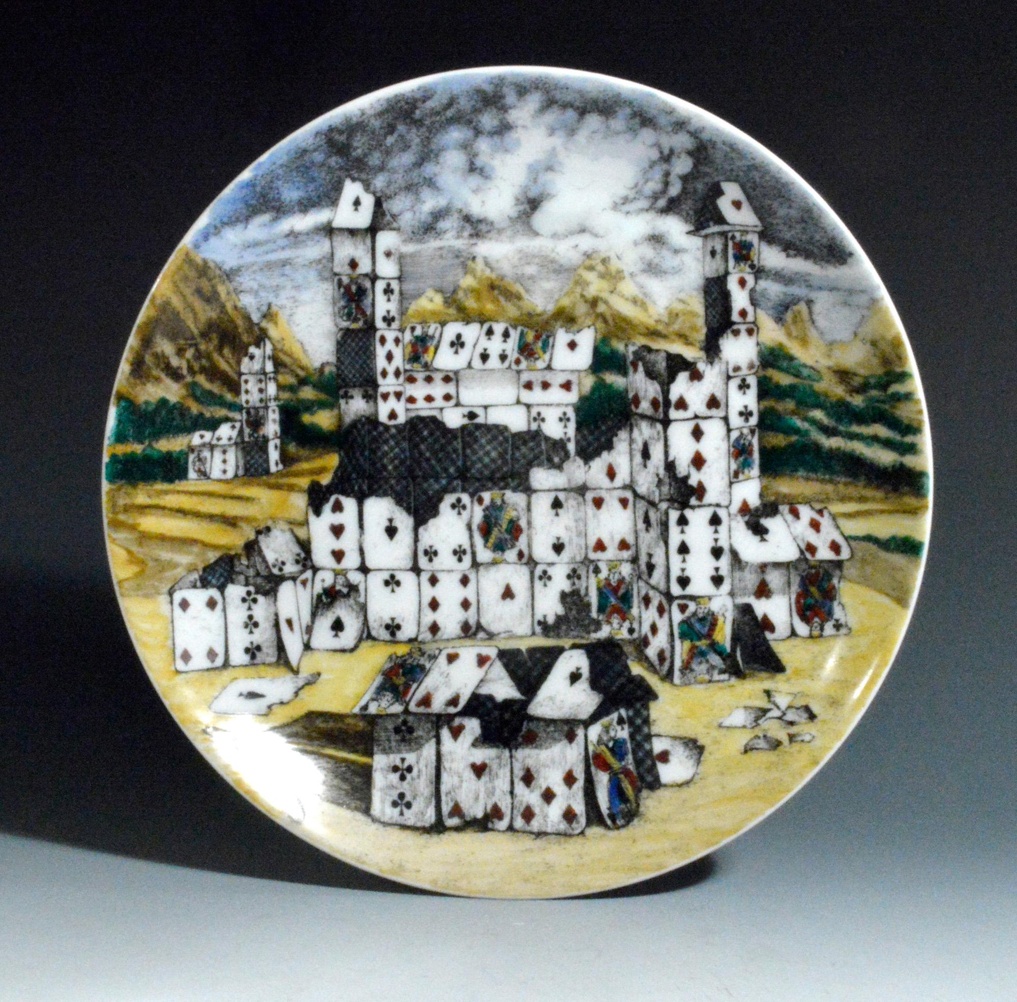 Piero Fornasetti Citta di Carte City of Cards Plates in Complete Set of 12 4