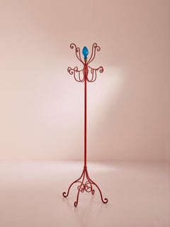 Piero Fornasetti Coat Stand Made of Painted Wrought Iron, Opaline Glass, Brass