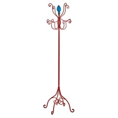 Piero Fornasetti Coat Stand Made of Painted Wrought Iron, Opaline Glass, Brass