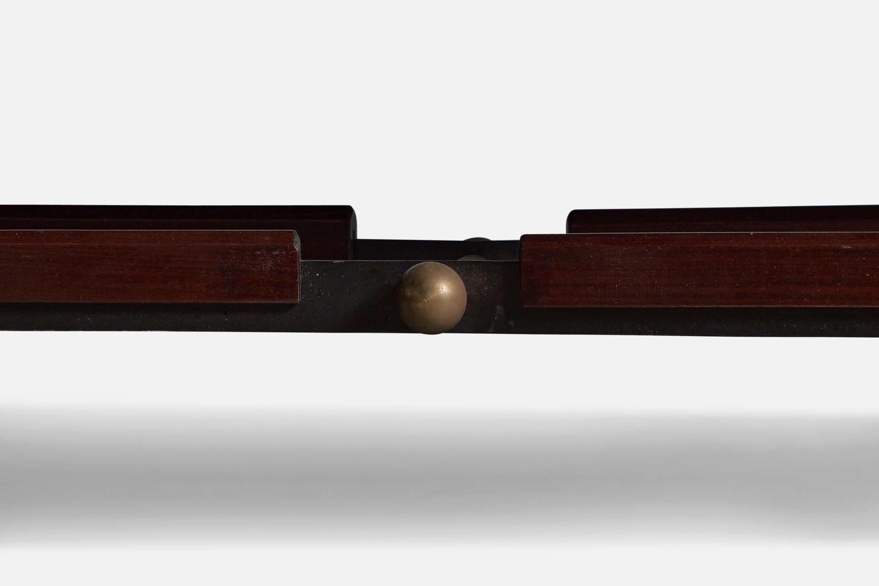 Piero Fornasetti, Coffee Table, brass, Metal, Mahogany, Italy, 1950s For Sale 1