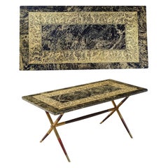 Piero Fornasetti Coffee Table-Neoclassical Bordo Bassorilievo Pattern