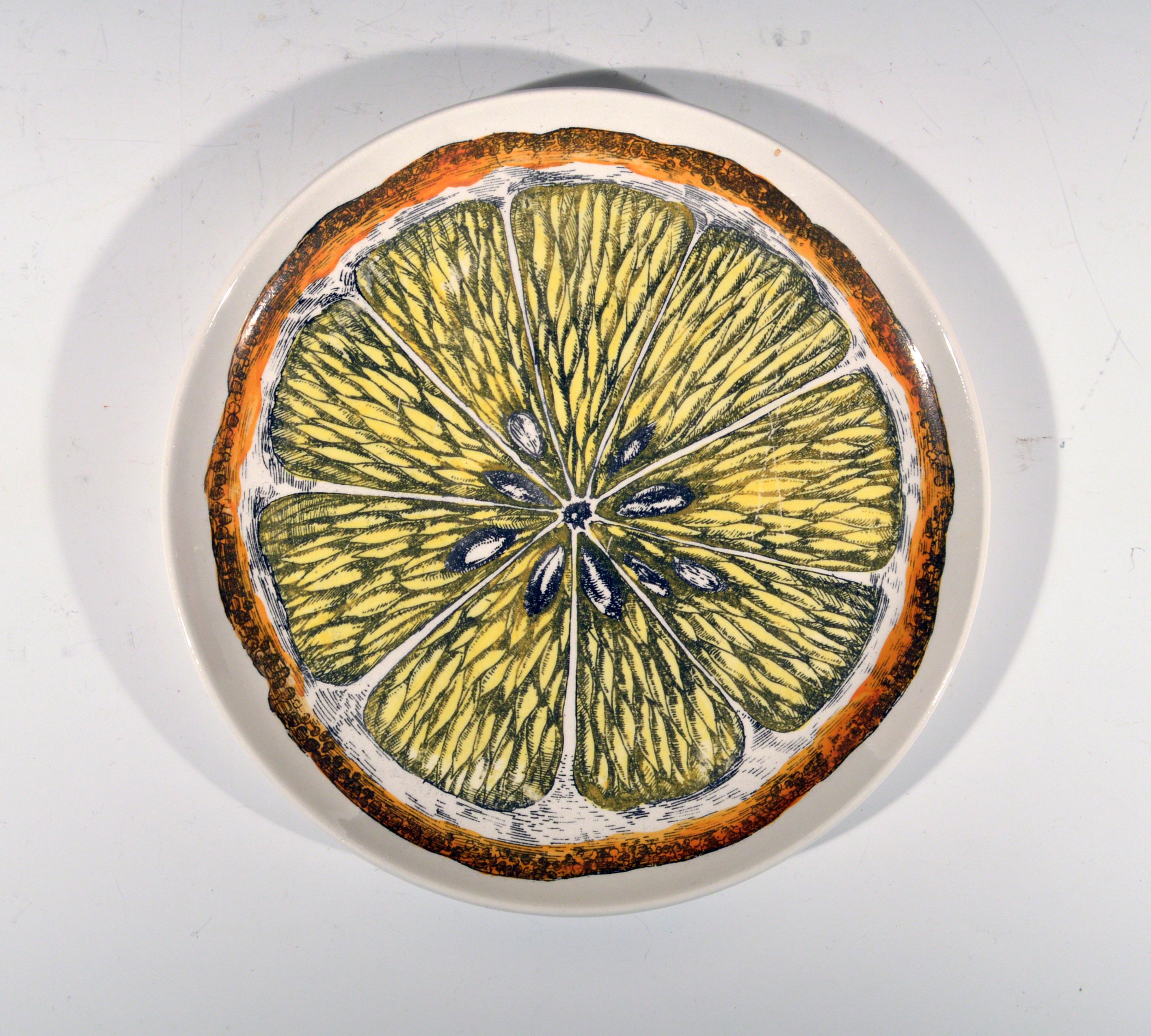 Mid-Century Modern Piero Fornasetti Complete Set of Eight Sezioni di Frutta Porcelain Plates, 1960s