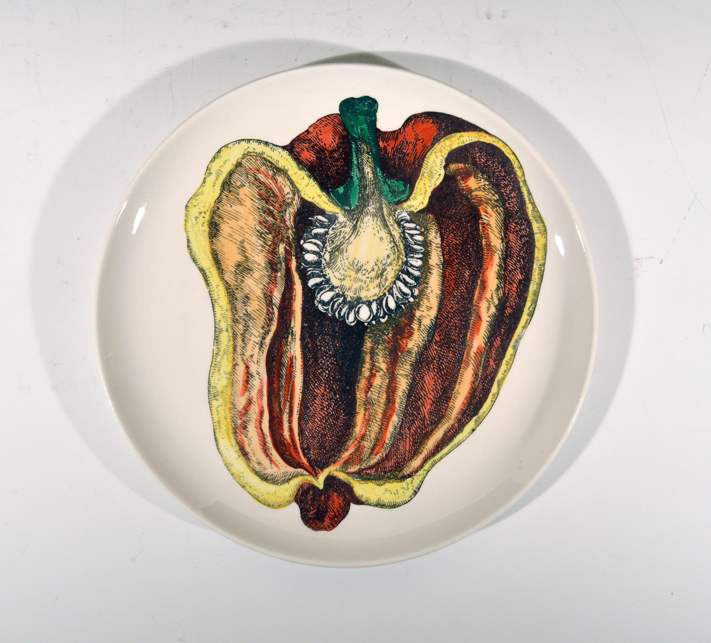 Piero Fornasetti Complete Set of Eight Sezioni di Frutta Porcelain Plates, 1960s 1