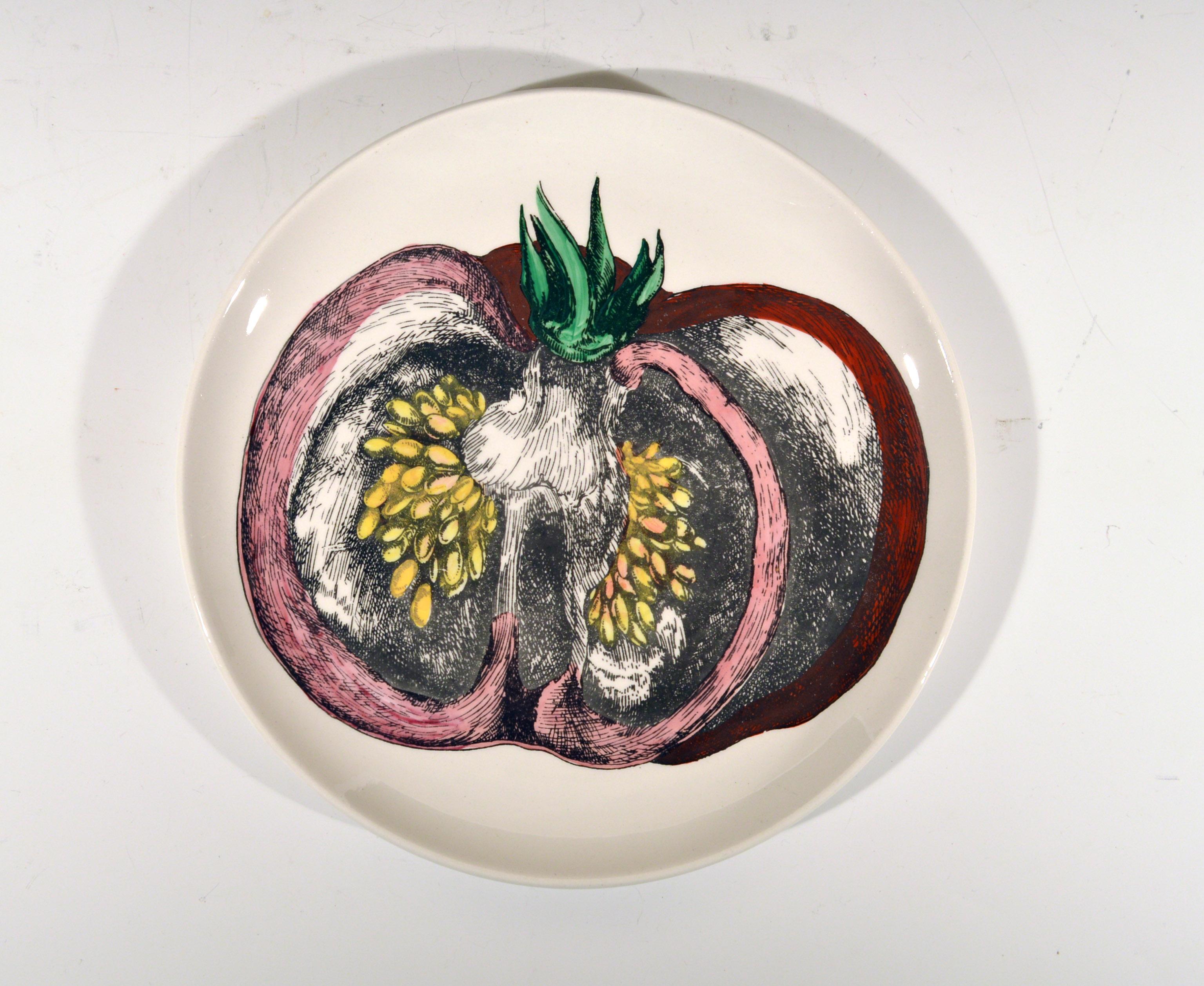 Piero Fornasetti Complete Set of Eight Sezioni di Frutta Porcelain Plates, 1960s 2