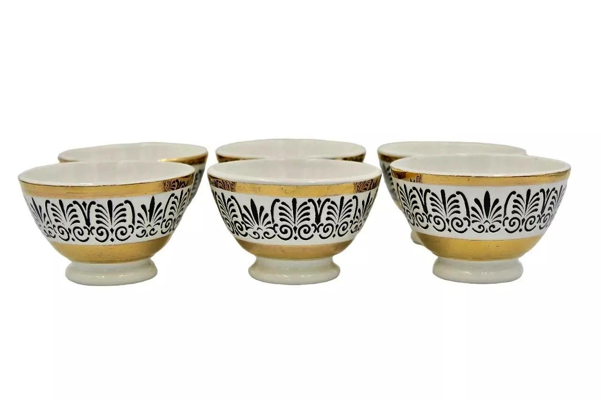 italien Piero Fornasetti ensemble complet de six bols d'appetizer décorés d'anthémones en vente