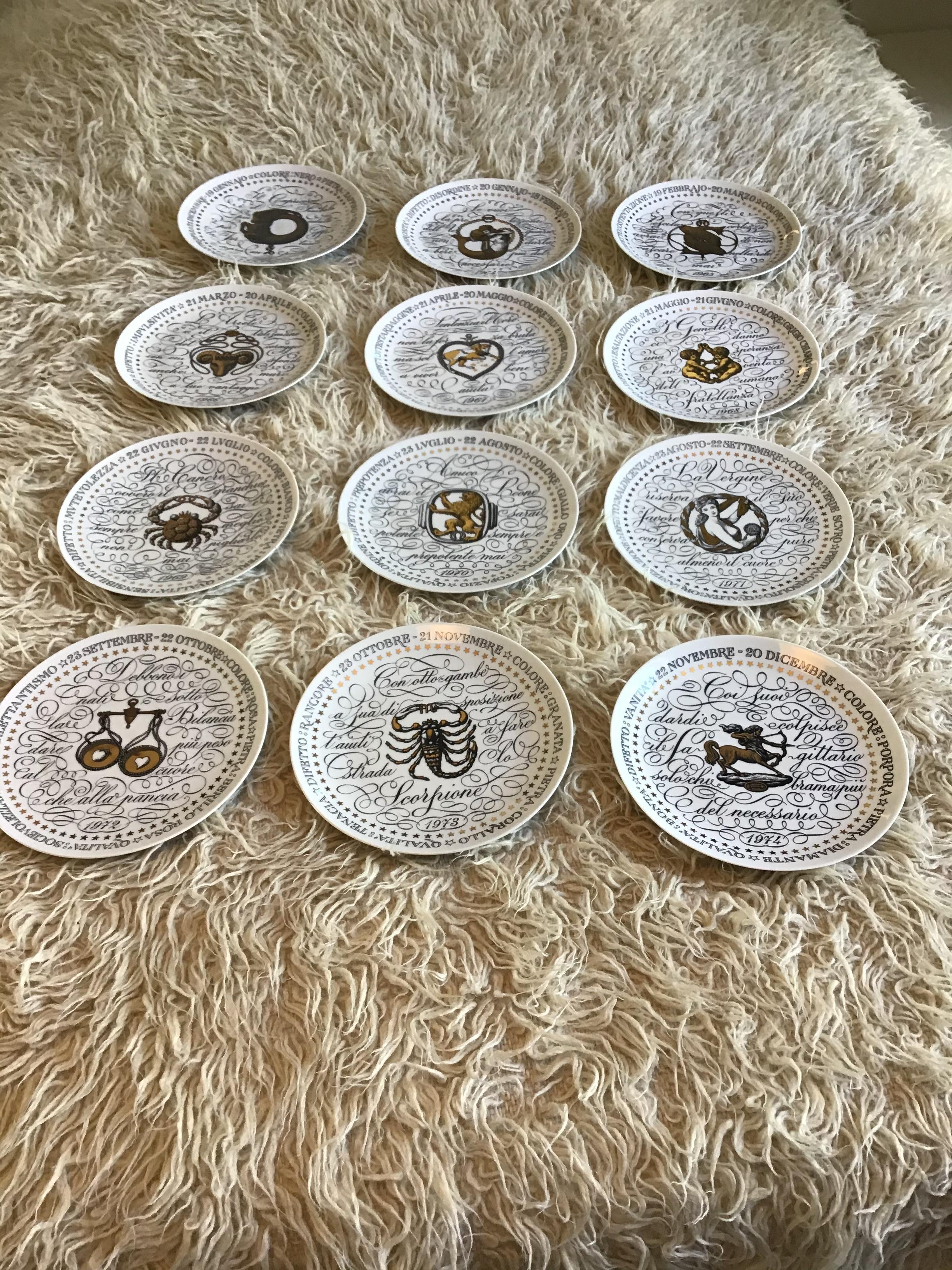 Other Piero Fornasetti Complete Zodiac Sign from 1964-1974 Porcelain, Italy For Sale