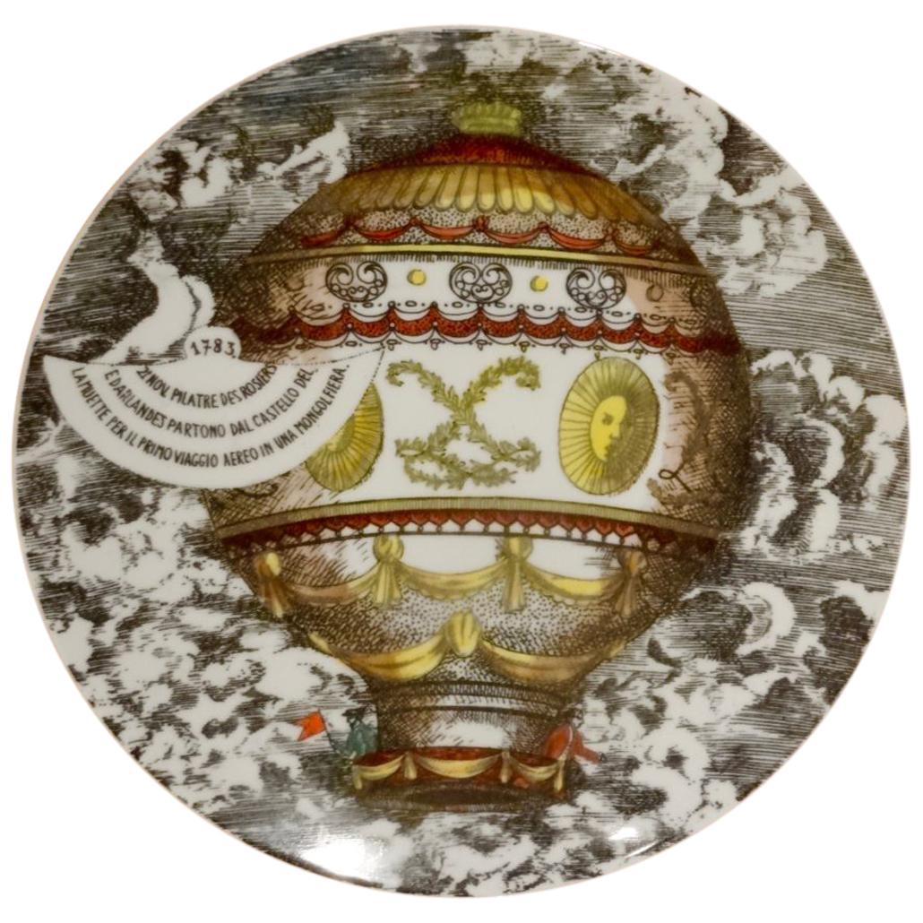 Piero Fornasetti Dinner Plate Mongolfiere, Plate No 2 For Sale