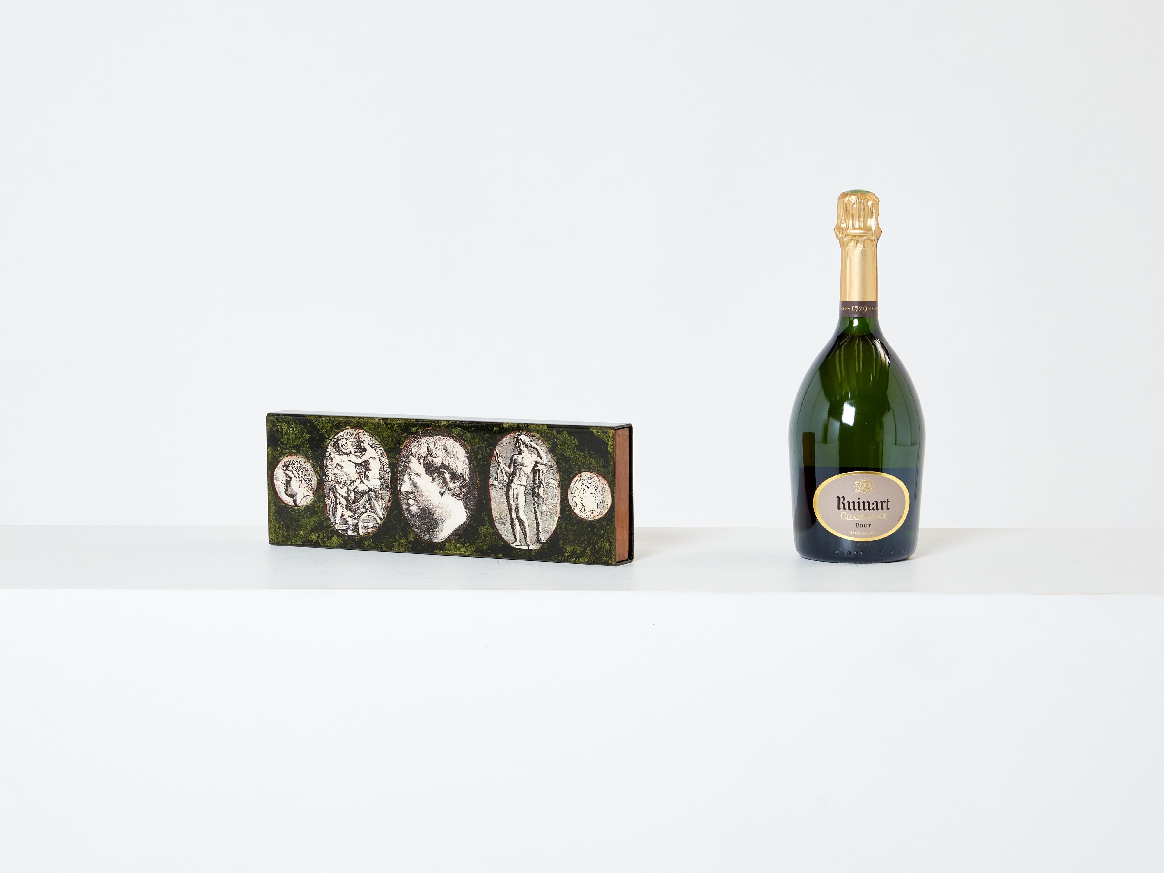 Piero Fornasetti Enameled Metal and Mahogany Box, 1950 1