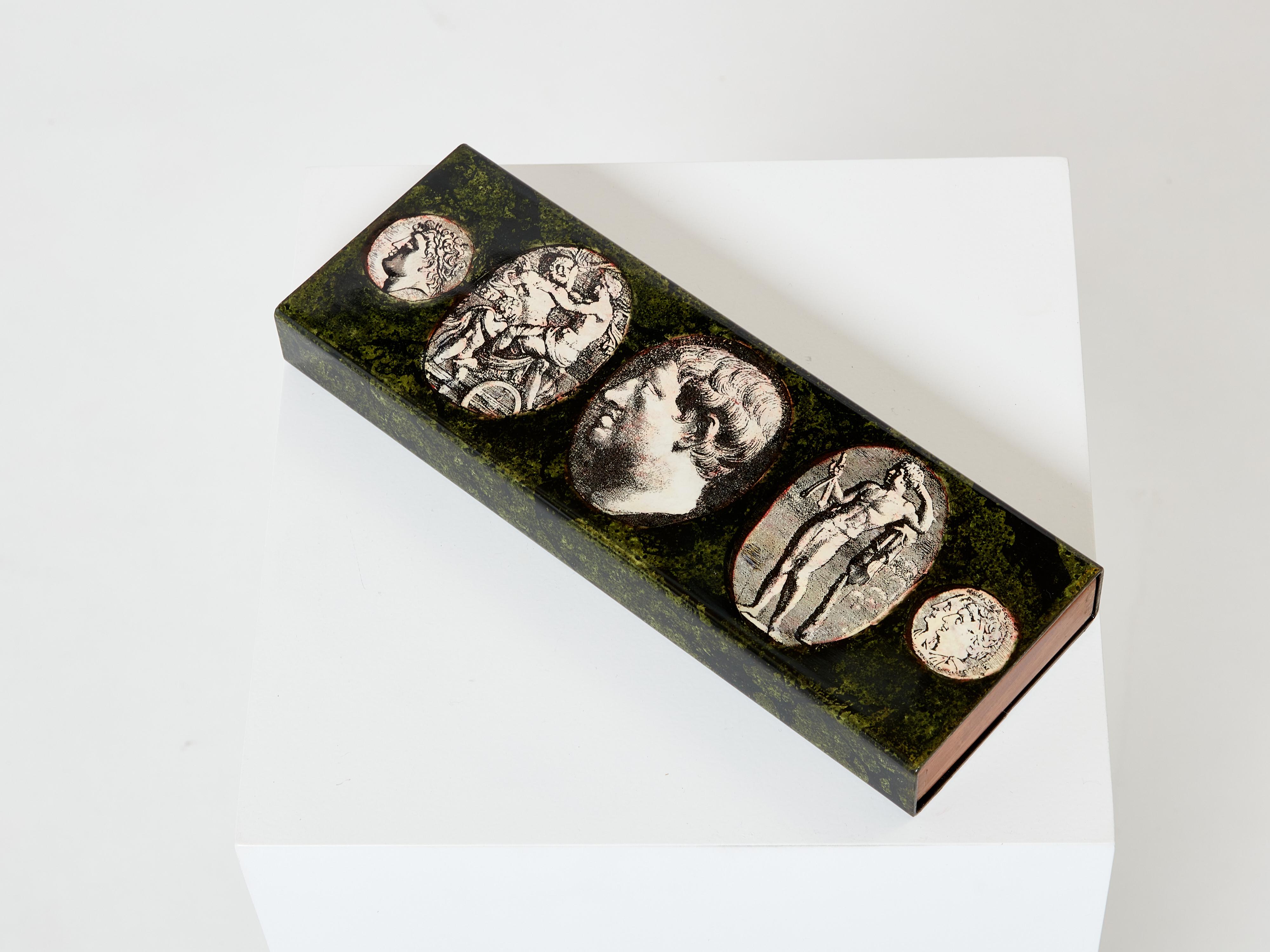 Piero Fornasetti Enameled Metal and Mahogany Box, 1950 2