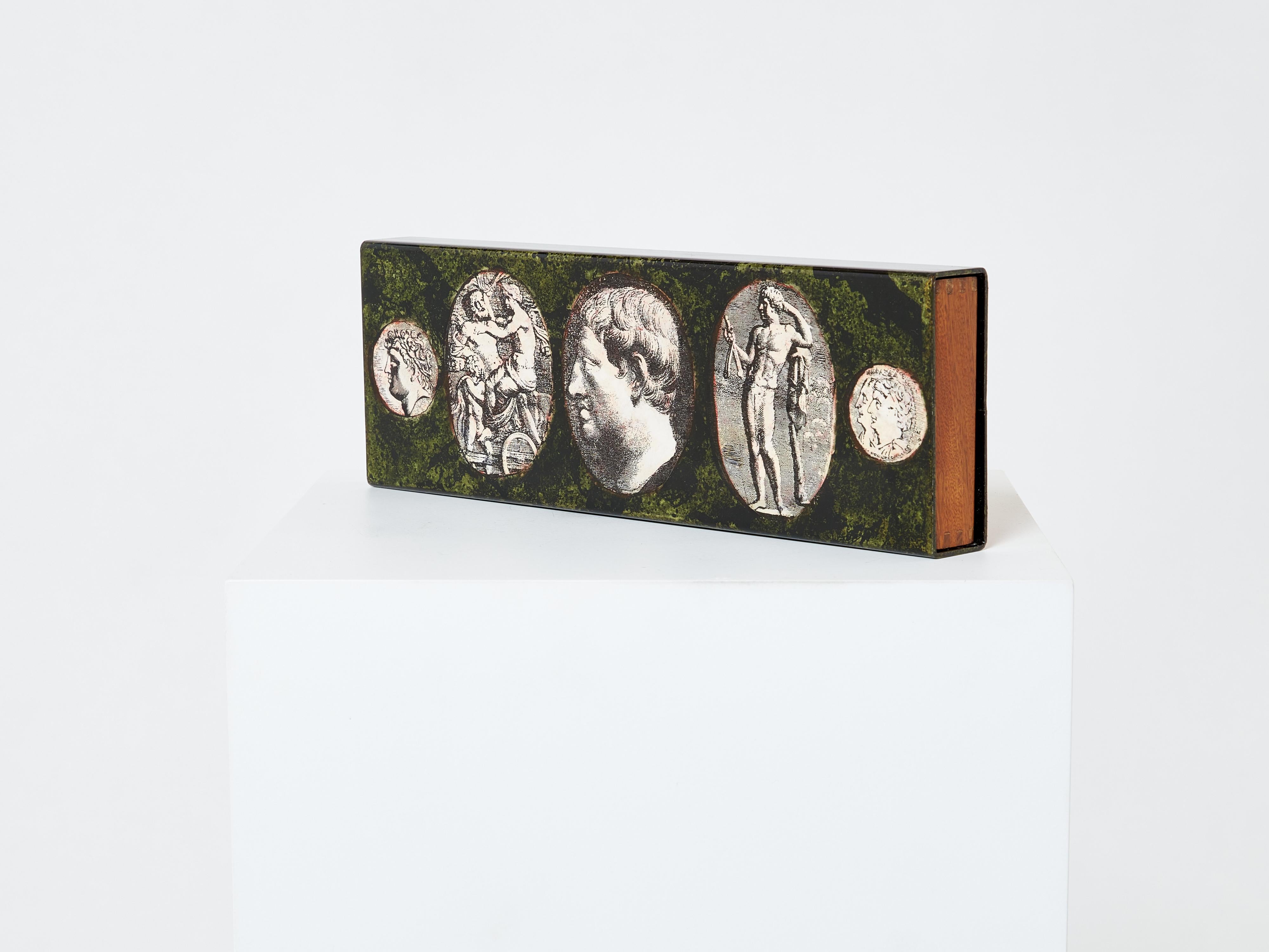 Piero Fornasetti Enameled Metal and Mahogany Box, 1950 3