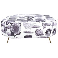 Piero Fornasetti Pouf en tissu et laiton Table Sun:: Italie:: 1950