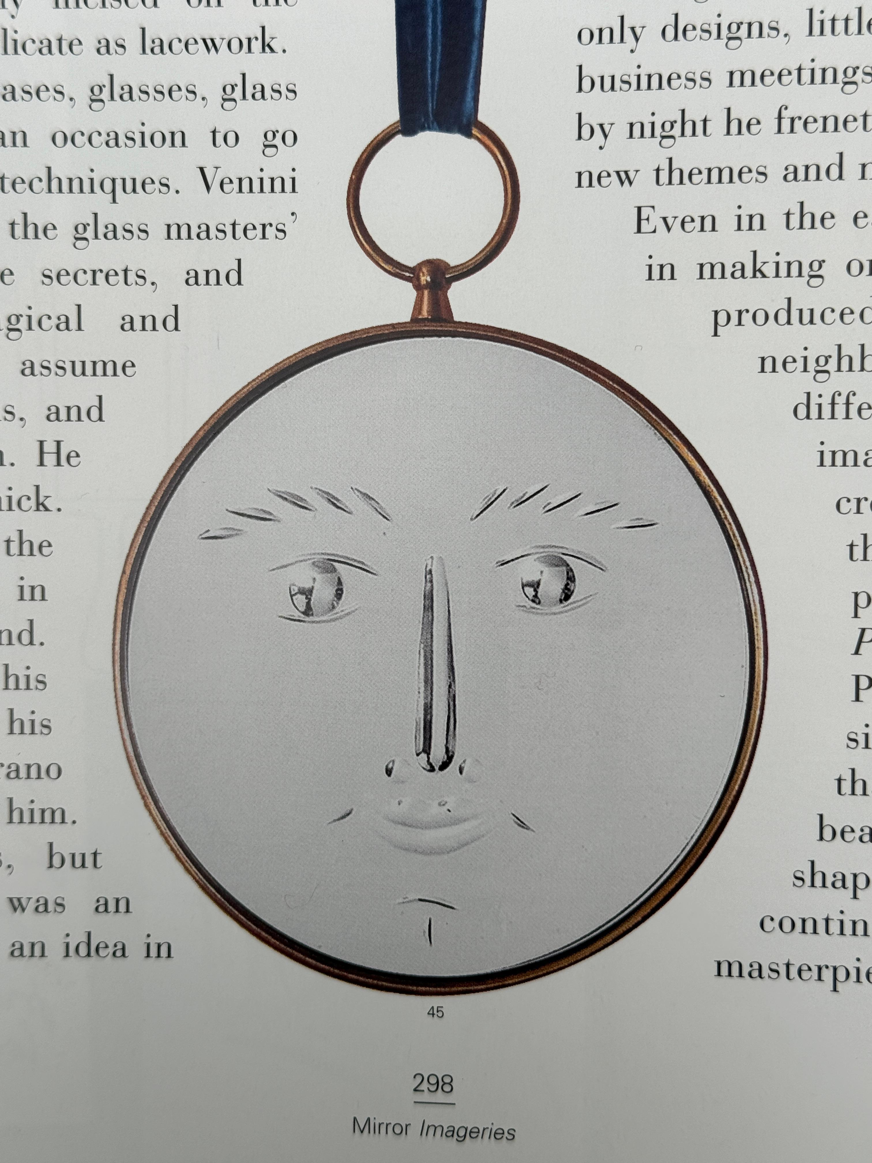 Italian Piero Fornasetti Face Mirror Viso Wall Mirror Brass, Italy, circa 1955
