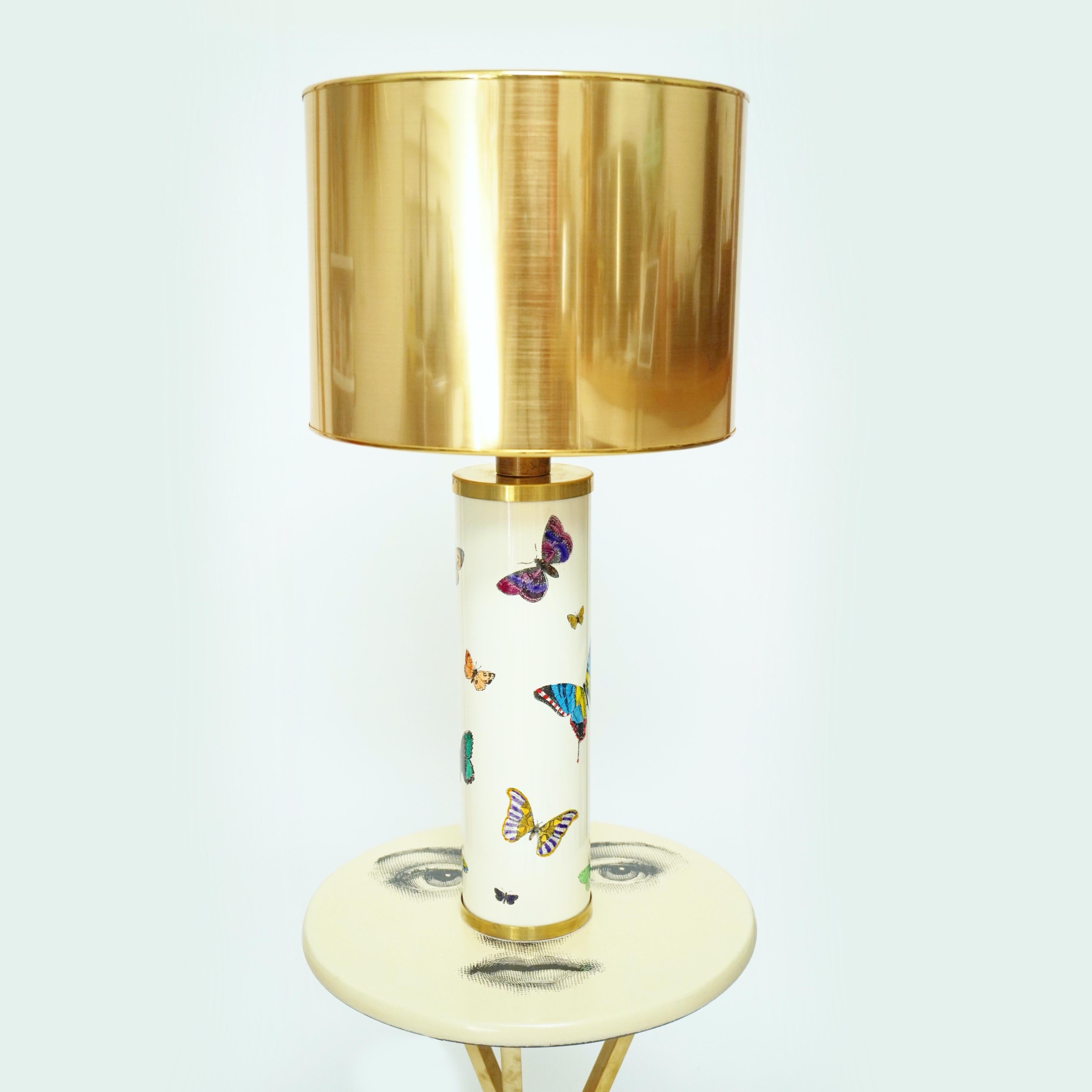 - Vintage lamp base by collectible and coveted Italian designer Piero Fornasetti
- Whimsical 