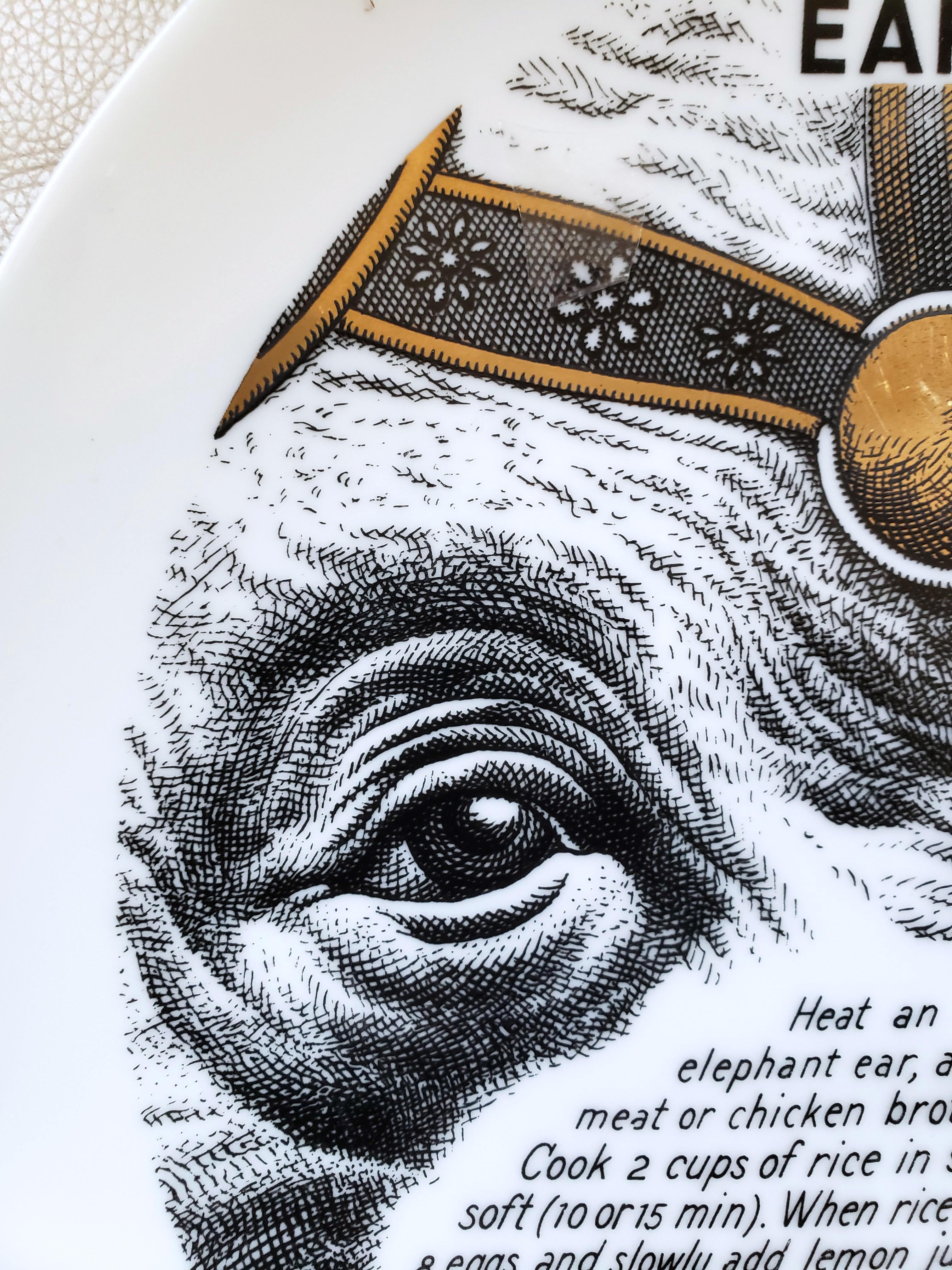 Piero Fornasetti Fleming Joffe Porcelain Dinner Plate- Elephant Ear Soup Italiano en venta