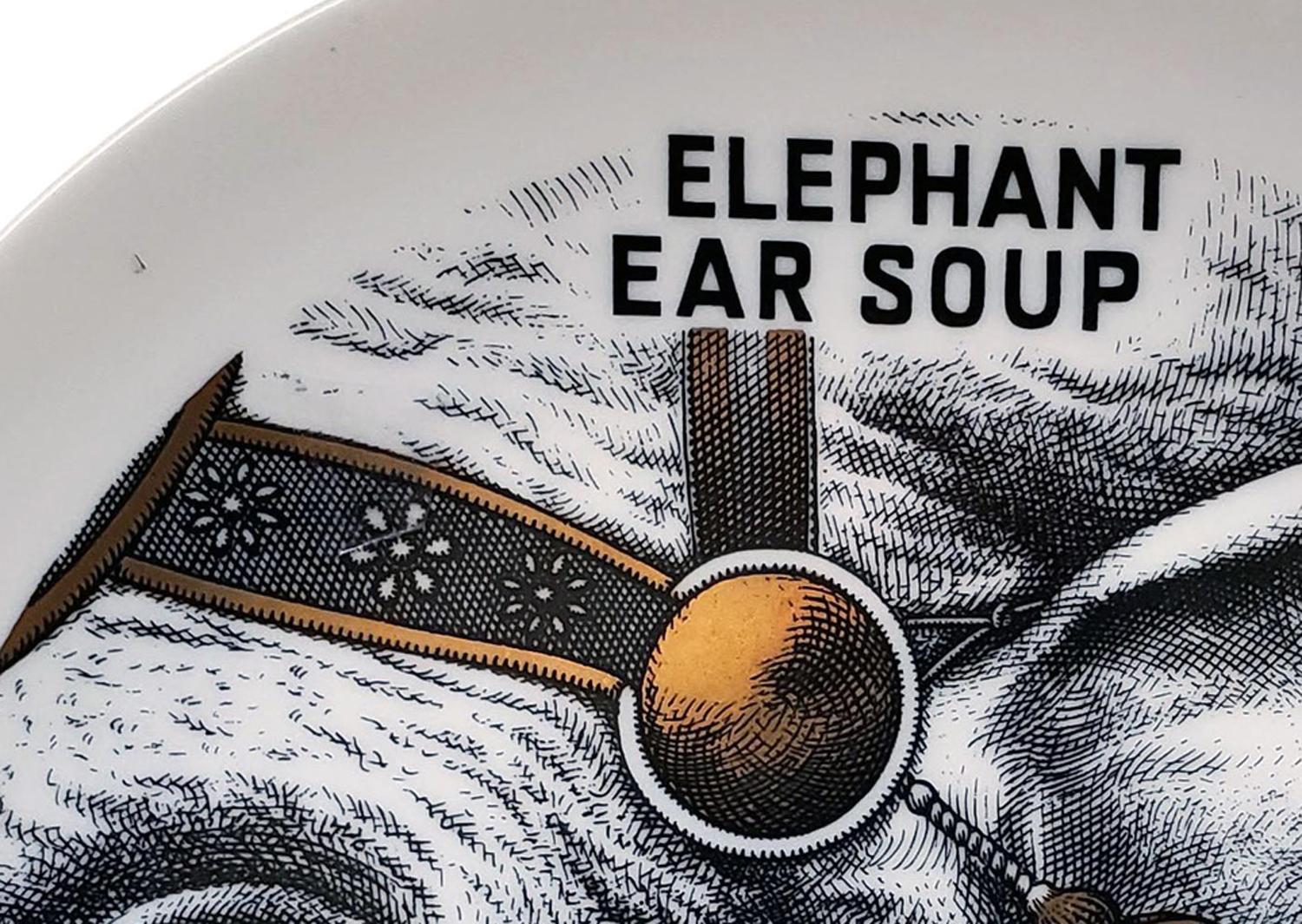Piero Fornasetti Fleming Joffe Porcelain Dinner Plate- Elephant Ear Soup en venta 1
