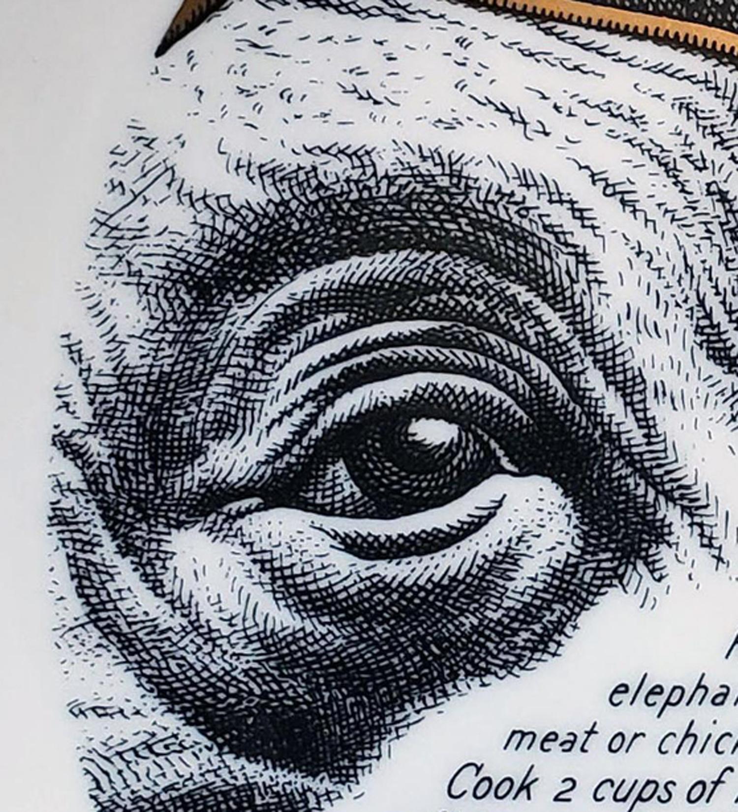 Piero Fornasetti Fleming Joffe Porcelain Dinner Plate- Elephant Ear Soup en venta 2