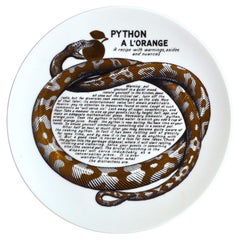 Piero Fornasetti Fleming Joffe Porcelain Plate- Python A La Orange