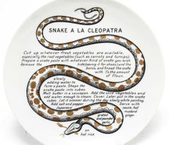 Piero Fornasetti Fleming Joffe Porcelain Recipe Plate, Snake a la Cleopatra