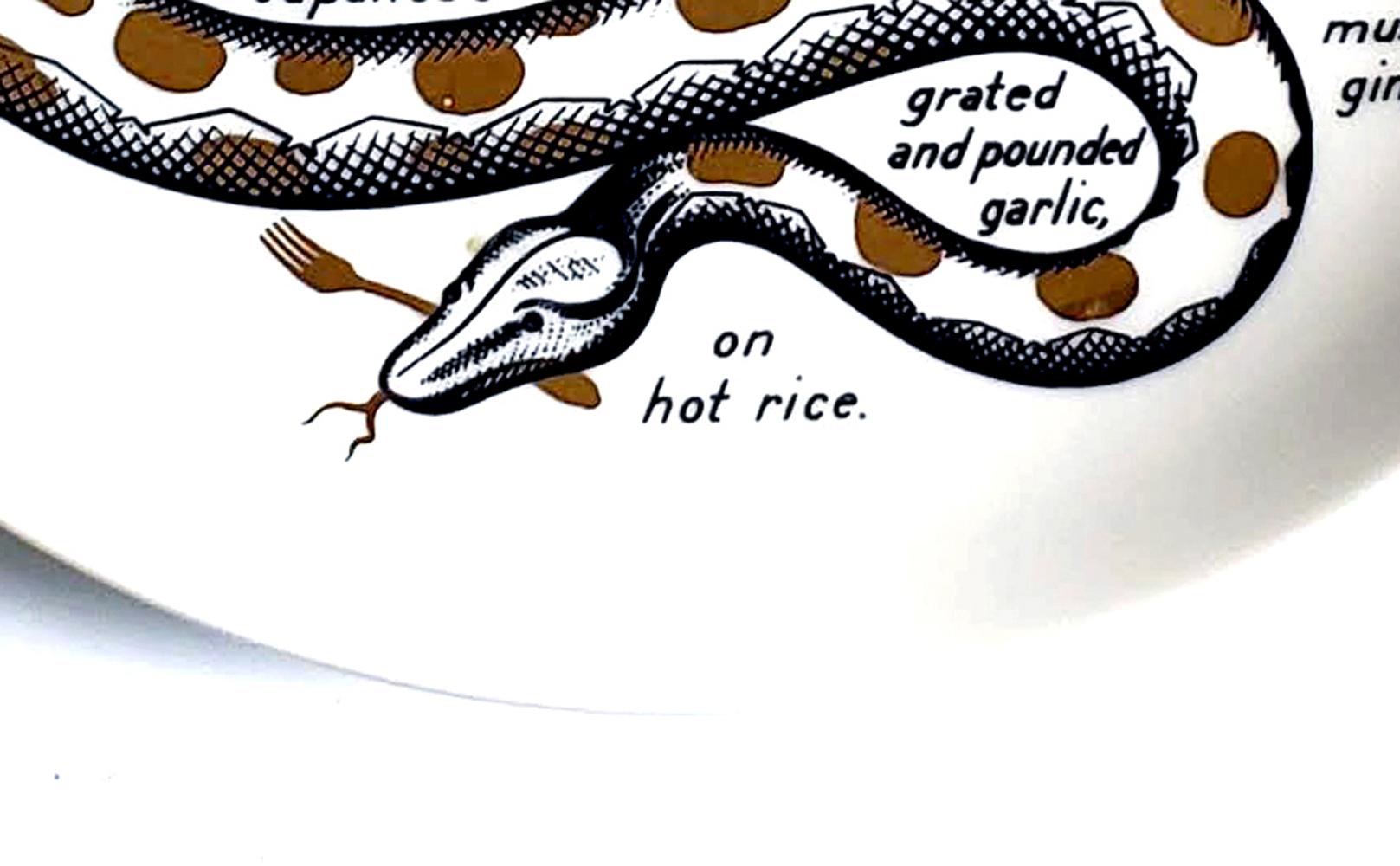 Porcelaine Assiette à recettes en porcelaine de Piero Fornasetti Fleming Joffe, Serpent à la Cléopâtre en vente
