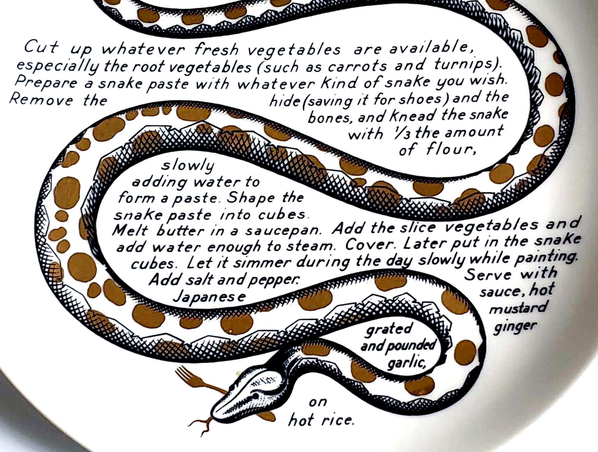 Assiette à recettes en porcelaine de Piero Fornasetti Fleming Joffe, Serpent à la Cléopâtre en vente 1