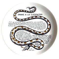 Rezeptteller aus Joffe-Porzellan von Piero Fornasetti, Schlangenhaut a la Cleopatra