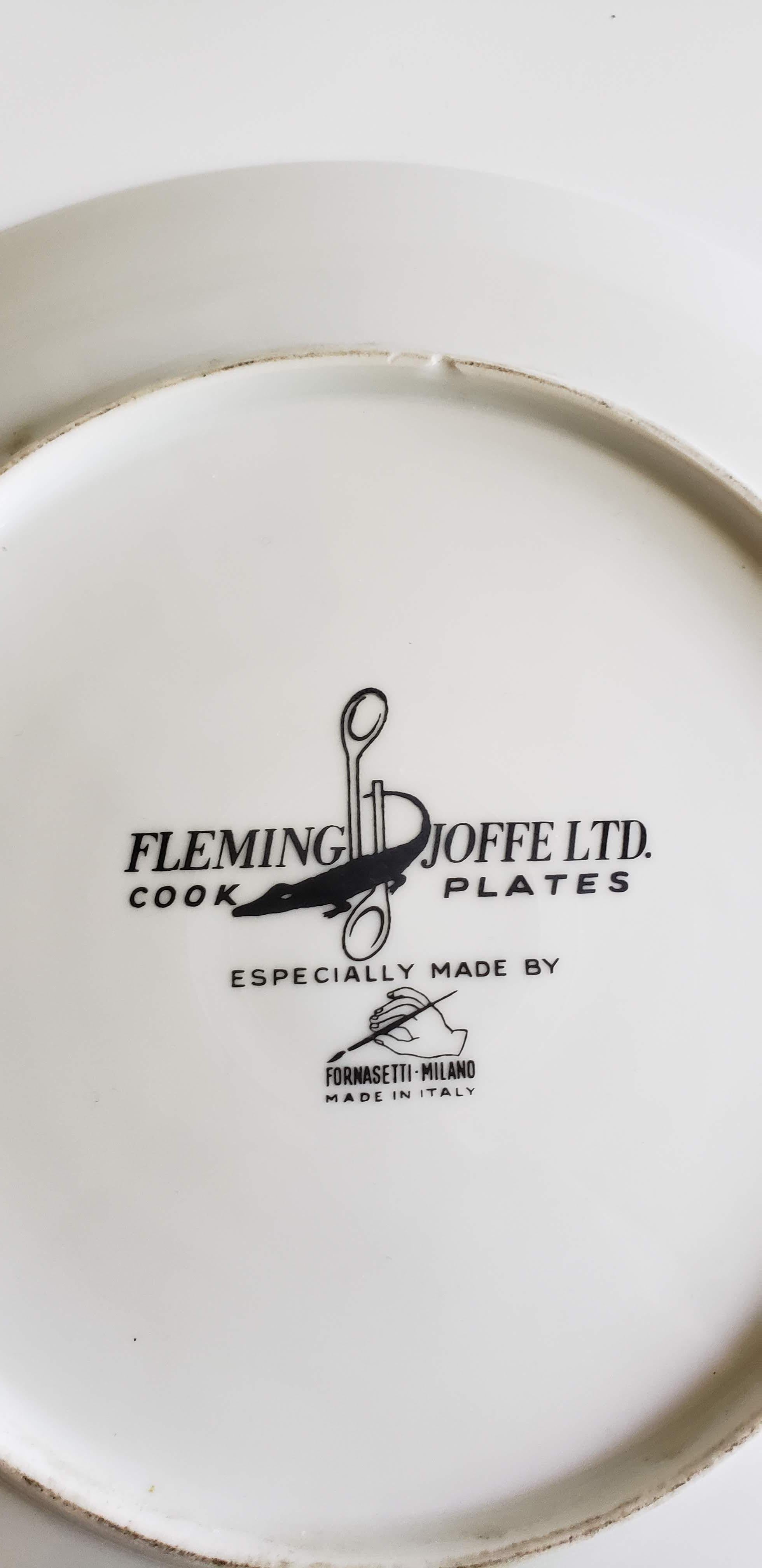 Piero Fornasetti Fleming Joffe porcelain recipe plate,
Tortoise Risotto,
1960s-1974.


This rare Piero Fornasetti porcelain plate is from a series of fourteen made for the Fleming Joffe company in New York City.

The plate originally was in a