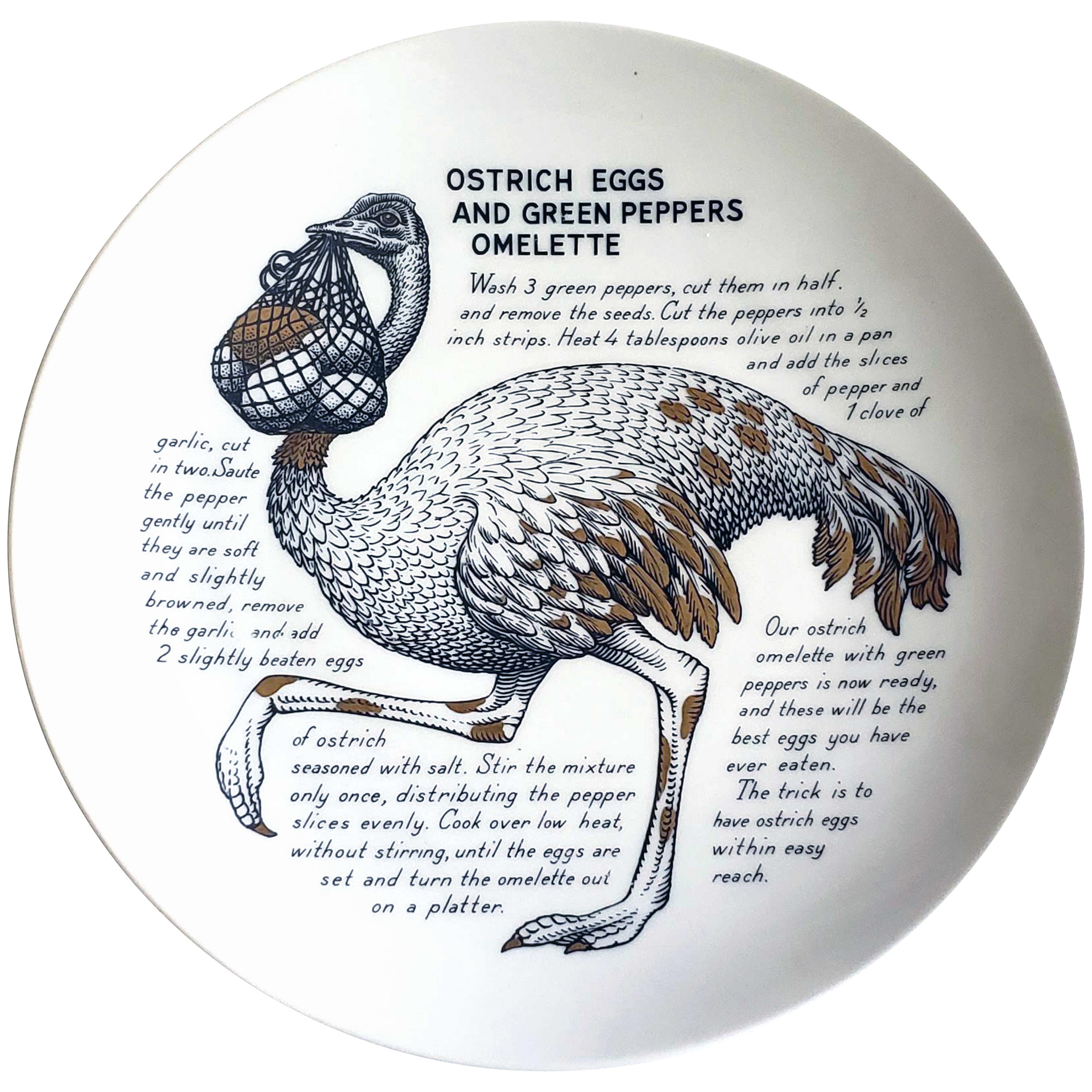 Piero Fornasetti Fleming Joffe Recipe Plate Ostrich & Chicken Breasts
