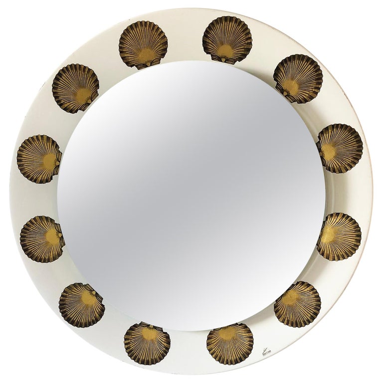 Piero Fornasetti for Fornasetti Milano Back-lit Mirror with Shell  Decorations For Sale at 1stDibs