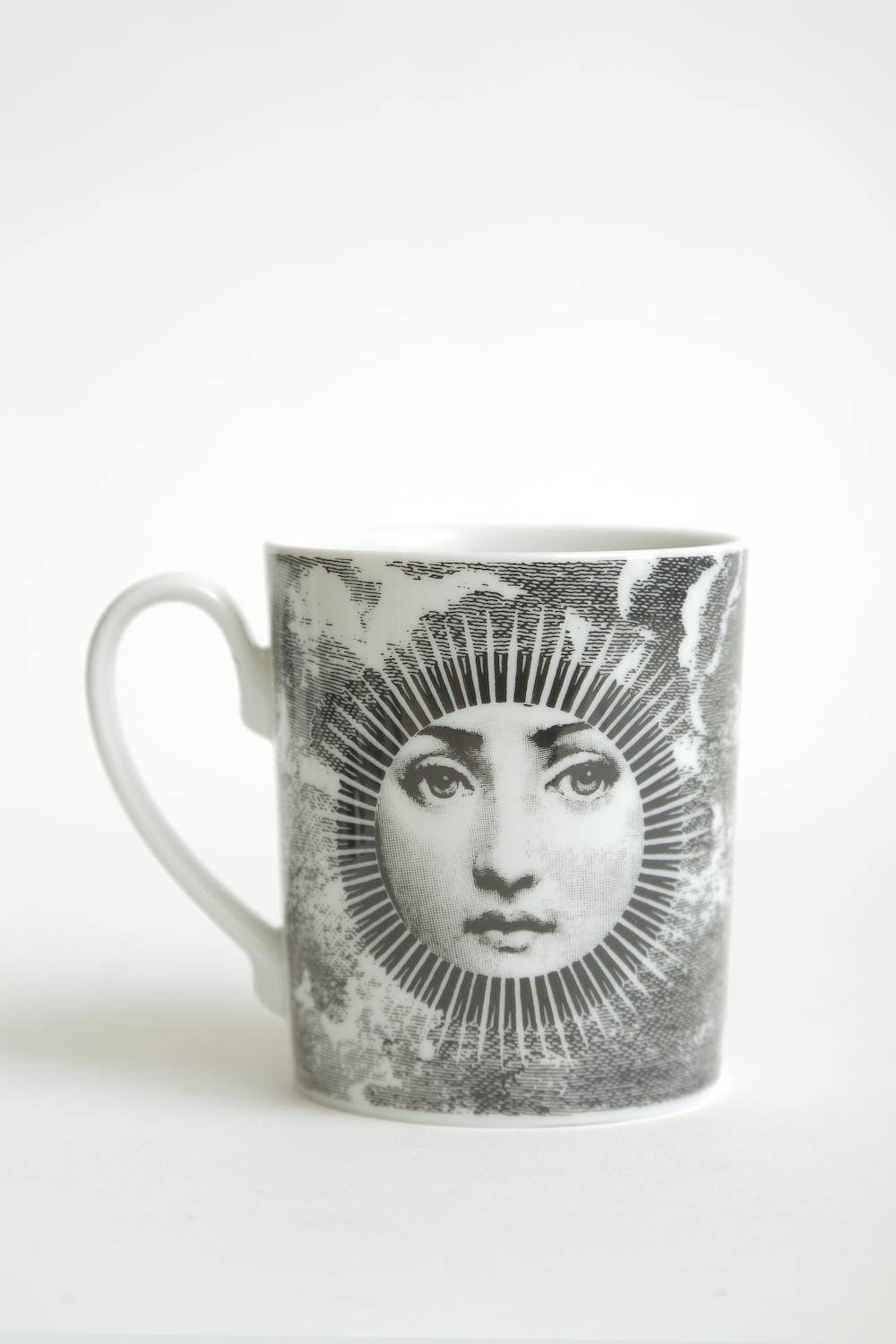 Piero Fornasetti for Rosenthal Lina Porcelain Coffee or Tea Mugs Vintage Set /4 4