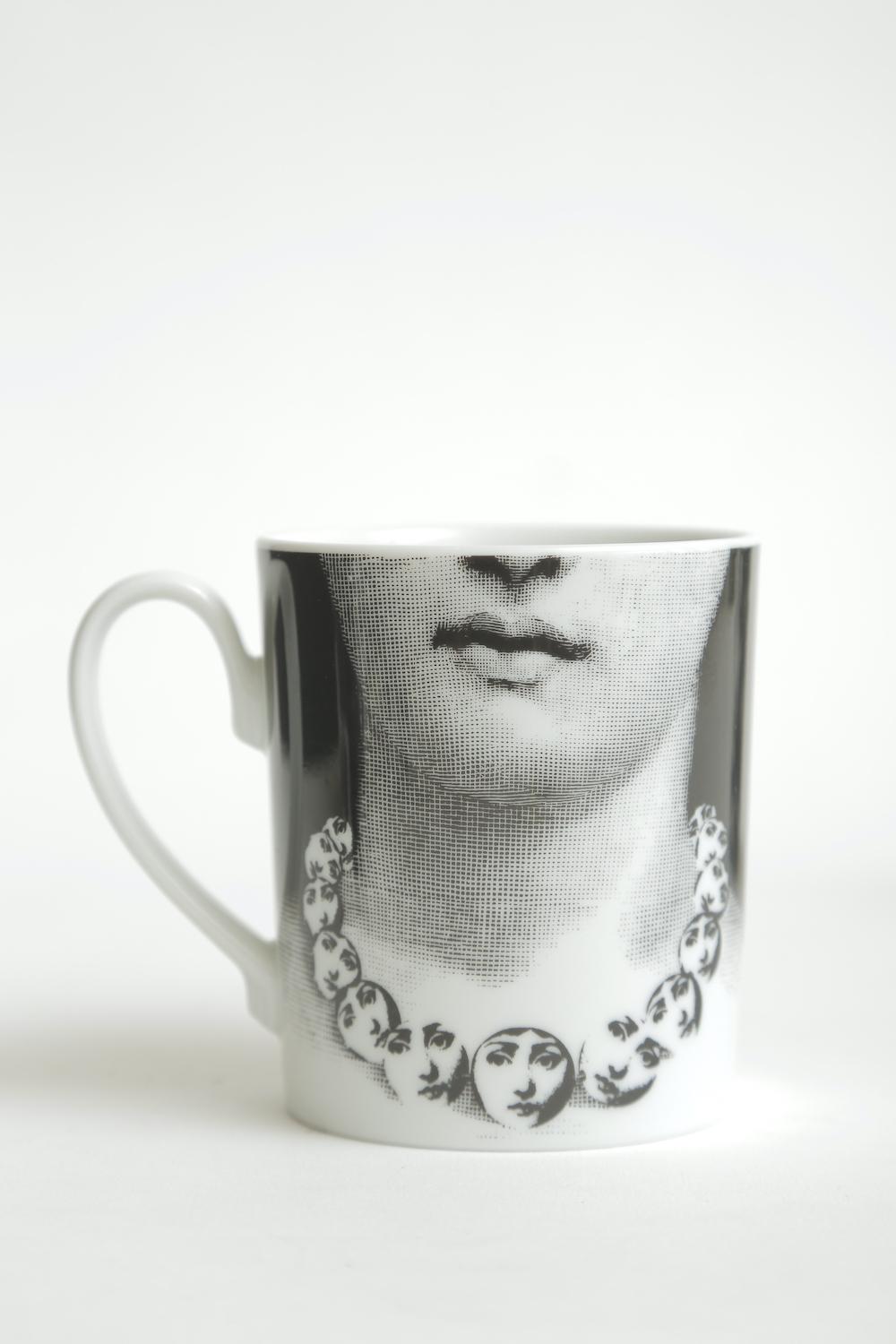 Piero Fornasetti for Rosenthal Lina Porcelain Coffee or Tea Mugs Vintage Set /4 2