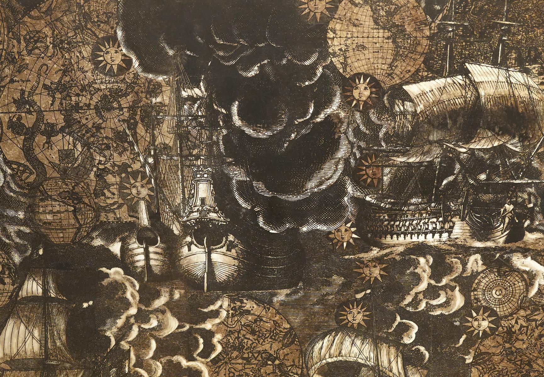 Piero Fornasetti Panel mural decorativo enmarcado 