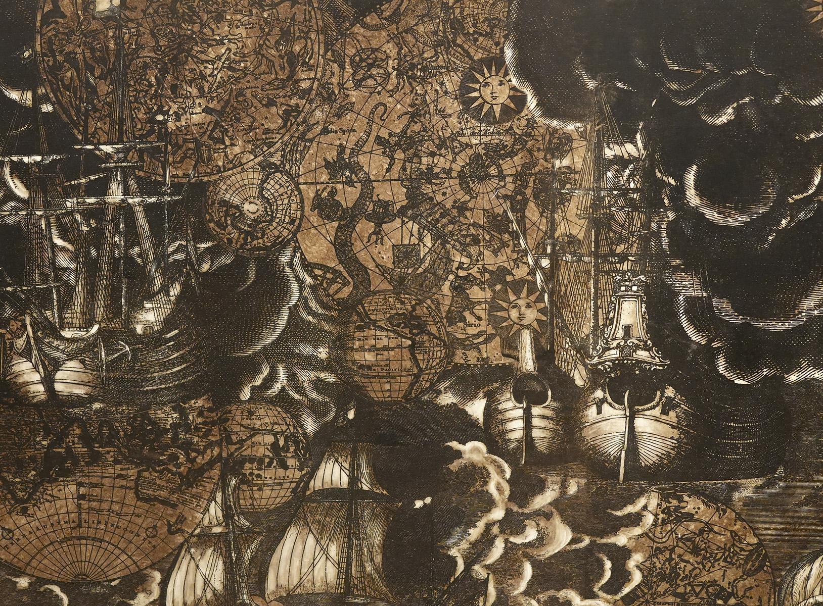 Piero Fornasetti Panel mural decorativo enmarcado 