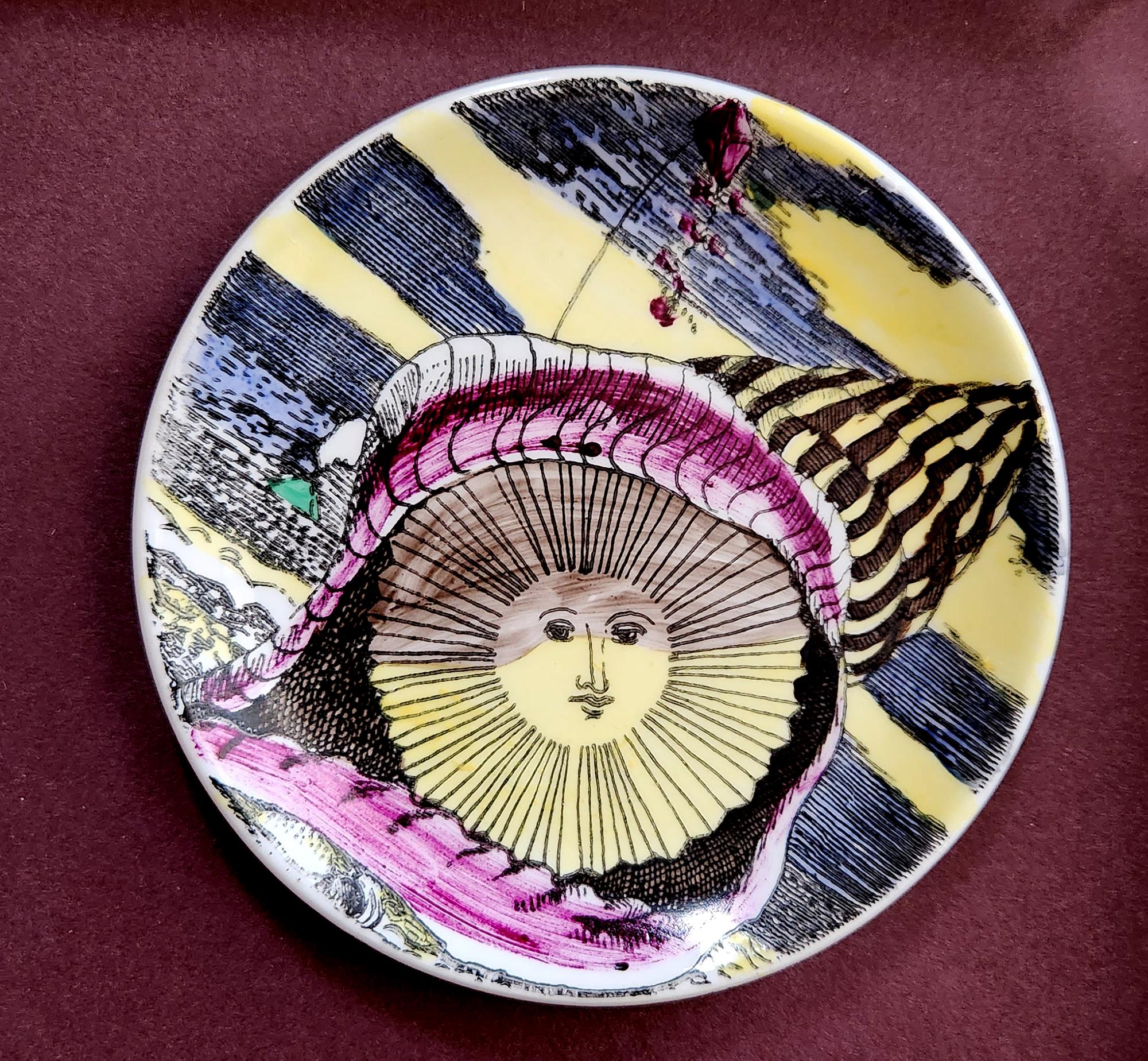 Ceramic Piero Fornasetti Framed Set of Coasters of the Months, 