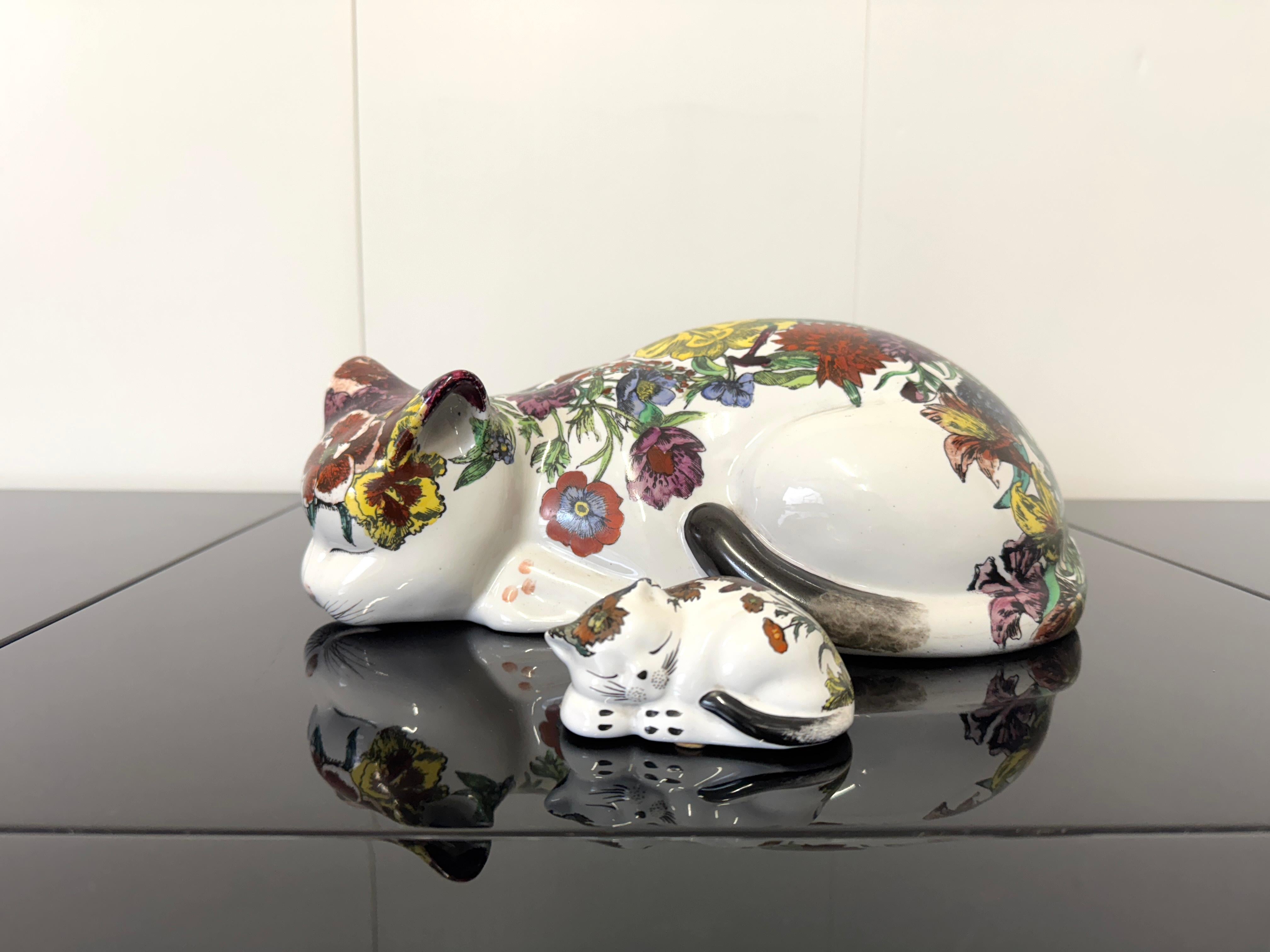 Ceramica Piero Fornasetti, Gatto e gattino, prod. Fornasetti Milano, anni '60