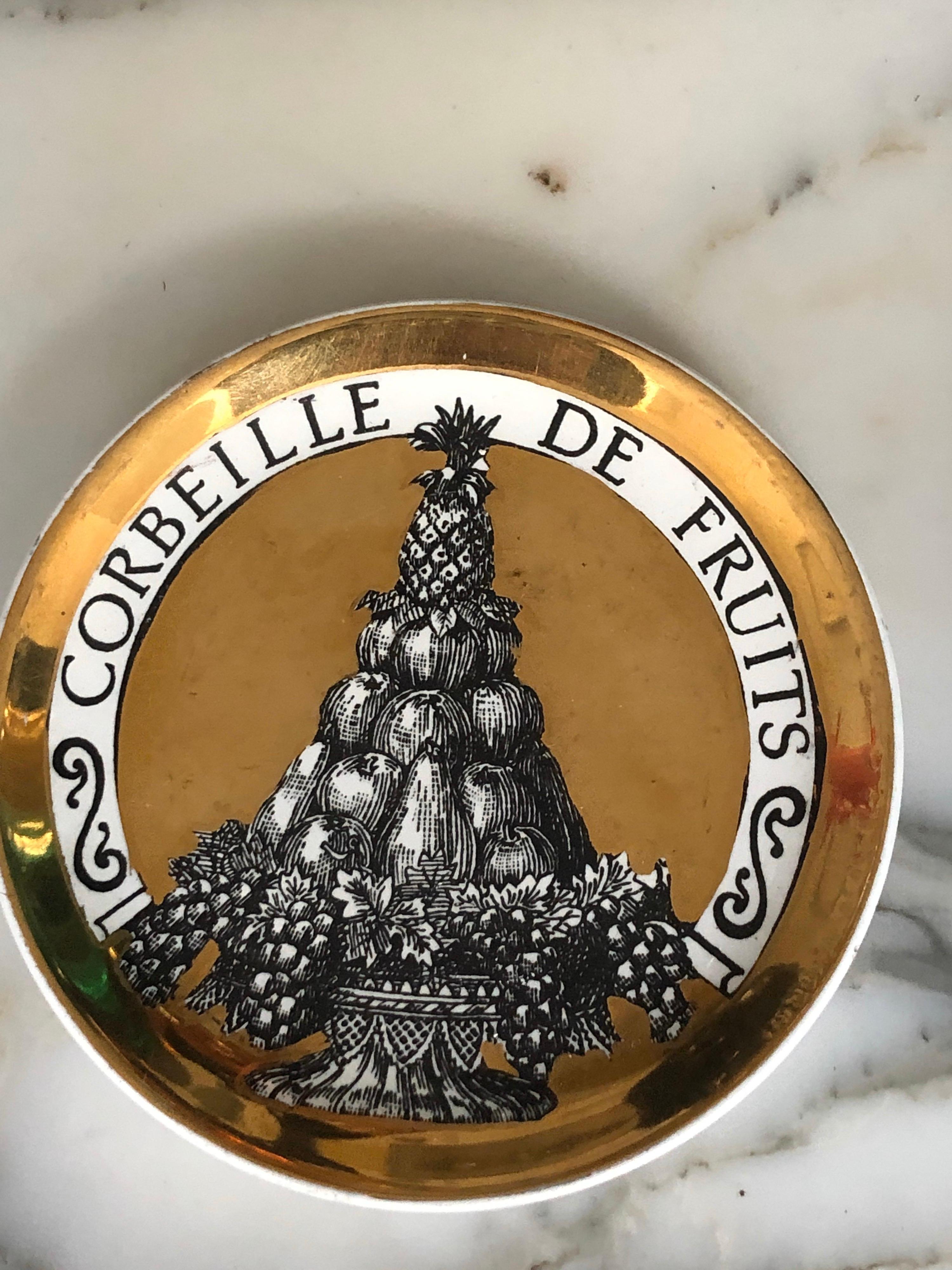Piero Fornasetti Gilded Porcelain Coaster Set, French Cuisine from 1950 2