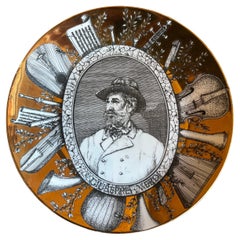 Piero Fornasetti Grandi Maestri Gold Gilt Portrait Italian Porcelain Plate Verdi