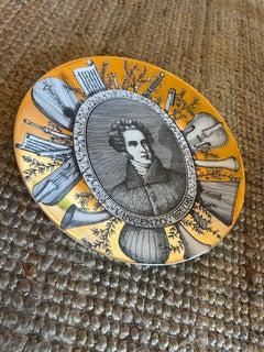 Piero Fornasetti Grandi Maestri Italian Gilt Porcelain Plate Bellini Portrait