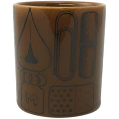 Piero Fornasetti Graphic Ceramic Desk Organizer Cup