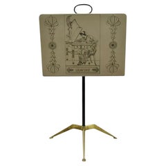 Piero Fornasetti Gravur Italienisch Mid Century Modern Brass Magazine Rack Stand
