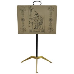 Piero Fornasetti Gravure Italian Mid-Century Modern Magazine Rack Brass Stand