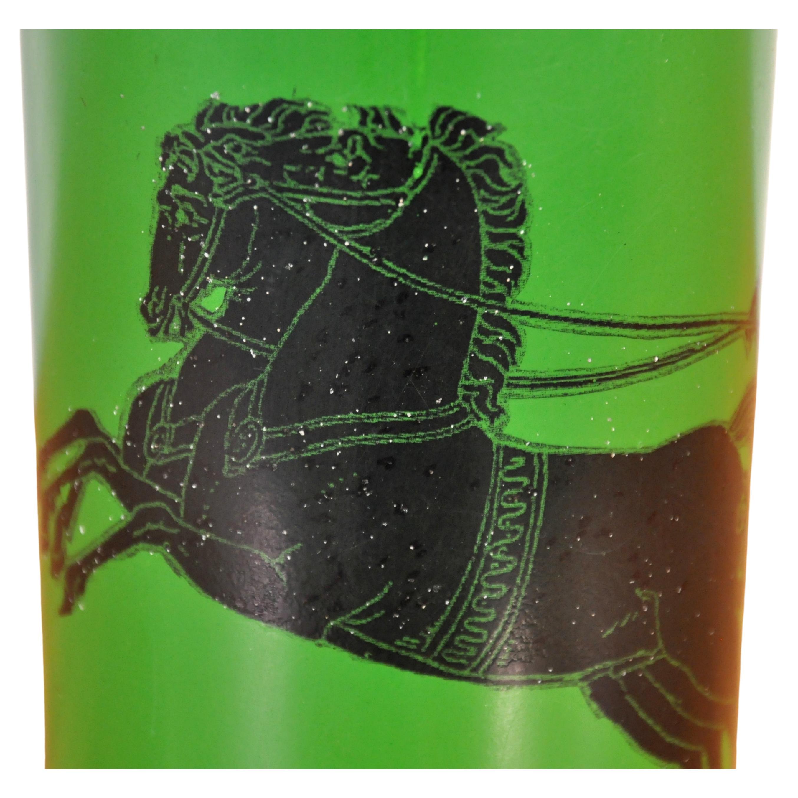 20ième siècle Lampe de table de course Piero Fornasetti à chariot romain vert en vente