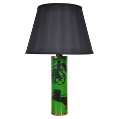 Piero Fornasetti Green Roman Gladiator Chariot Race Table Lamp Piero Fornasetti Green Roman Gladiator Chariot Race Table Lamp
