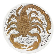 Piero Fornasetti Hand Painted Ceramic Zodiac Plates, Scorpio, 1967