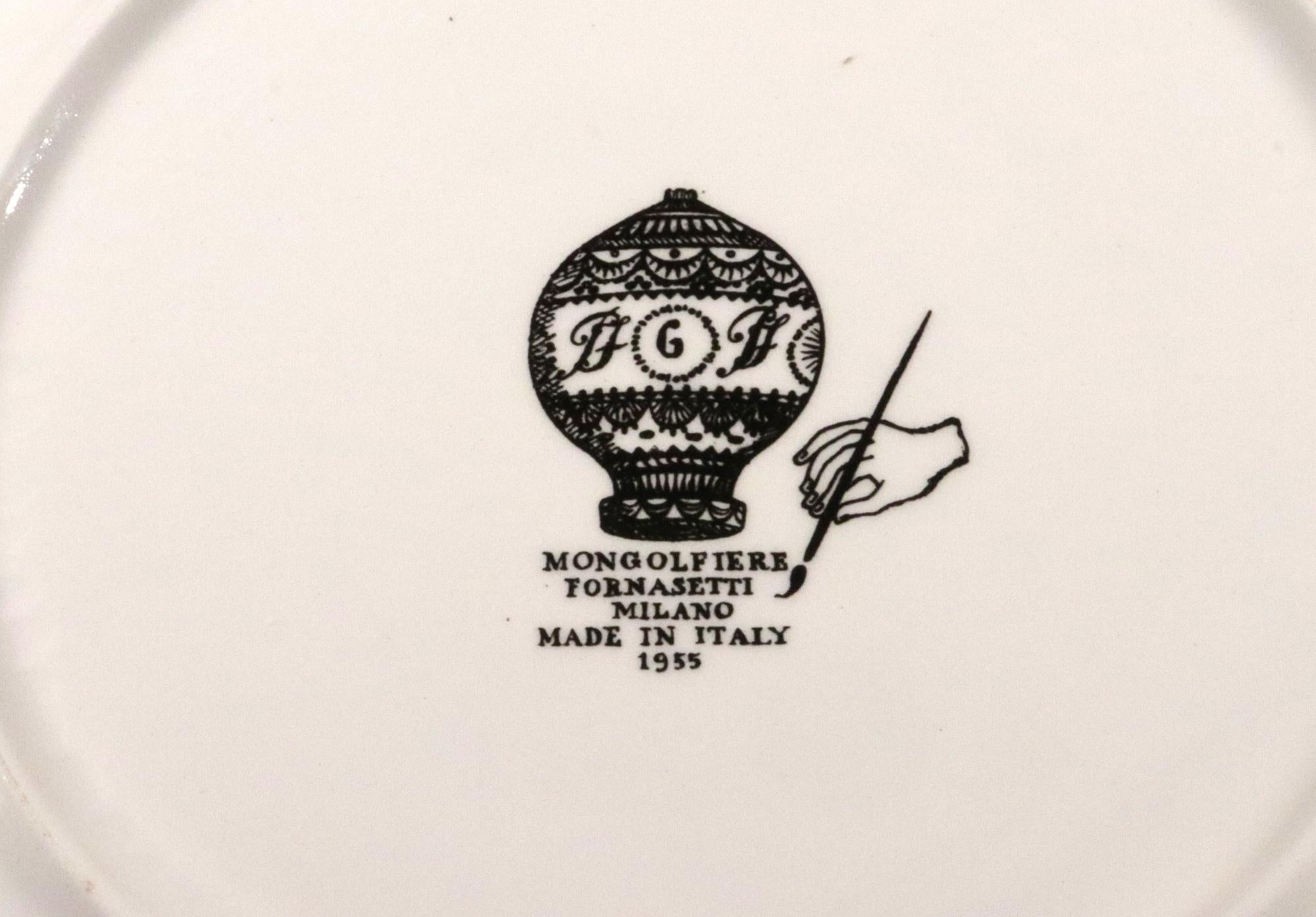 Piero Fornasetti Platos Globo Aerostático, Estampado Mongolfiere, Lote de Seis en venta 7